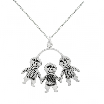Colgante tres niños Plata de Ley