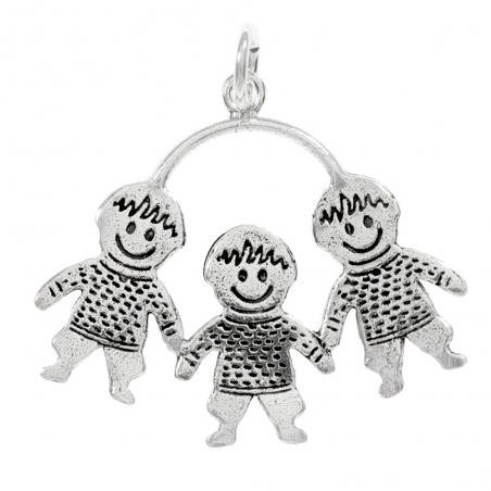 Colgante tres niños Plata de Ley