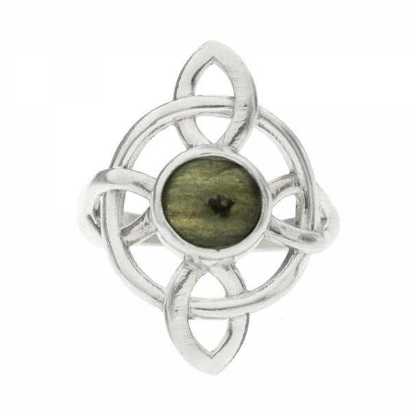 Anillo nudo de bruja con piedra