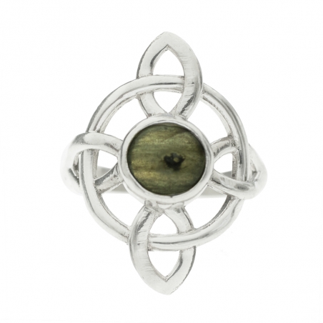 Anillo nudo de bruja con piedra