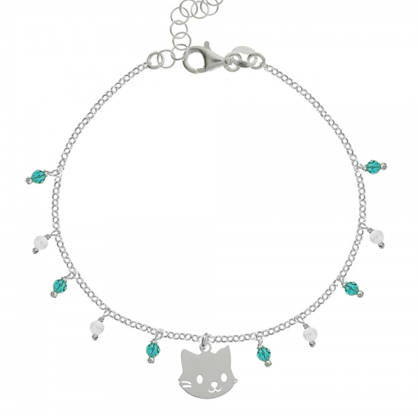 Pulsera gato Plata de Ley