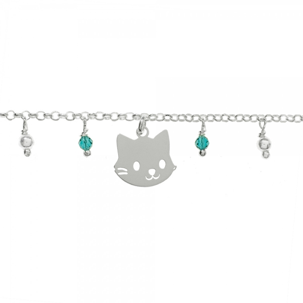 Pulsera gato Plata de Ley