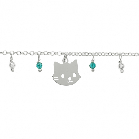 Pulsera gato Plata de Ley