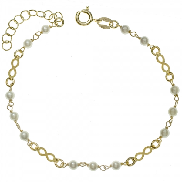 Pulsera dorada infinitos & perlas