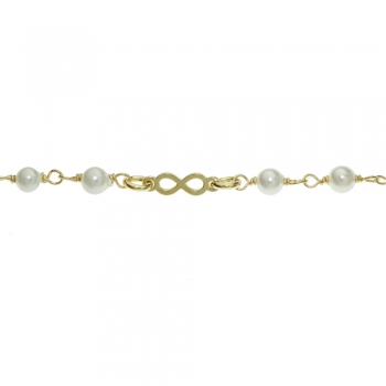Pulsera dorada infinitos & perlas 2