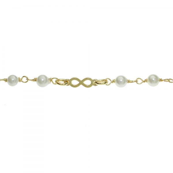 Pulsera dorada infinitos & perlas