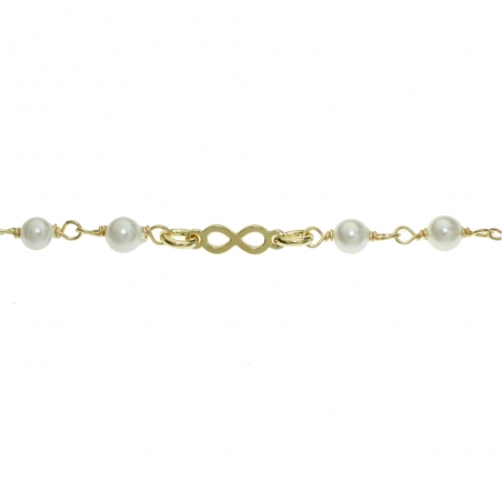 Pulsera dorada infinitos & perlas