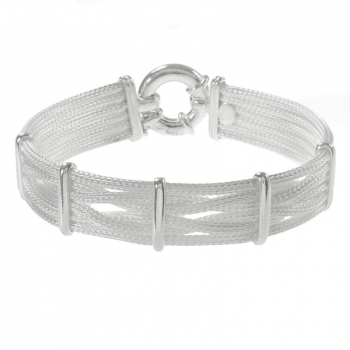 Pulsera malla con pasadores Plata de Ley