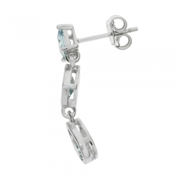 Pendientes largos circonitas color azul Plata de Ley 2