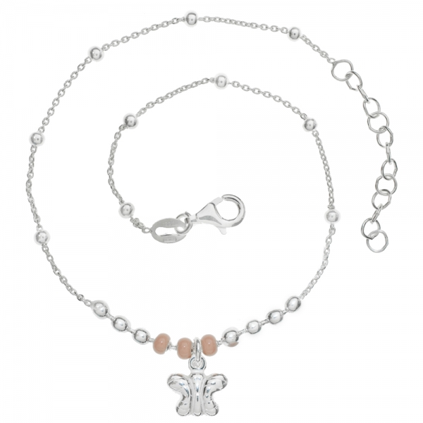 Tobillera bolitas con mariposa