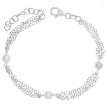 Pulsera triple vuelta con perlas