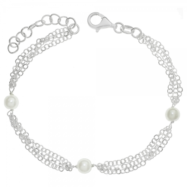 Pulsera triple vuelta con perlas