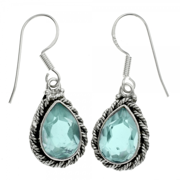 Pendientes étnicos aguamarina