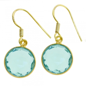 Pendientes dorados aguamarina