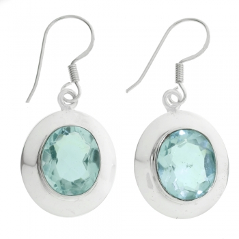 Pendientes óvalo de aguamarina