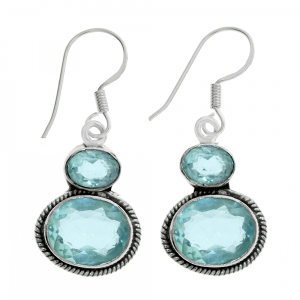 Pendientes óvalo doble de aguamarina