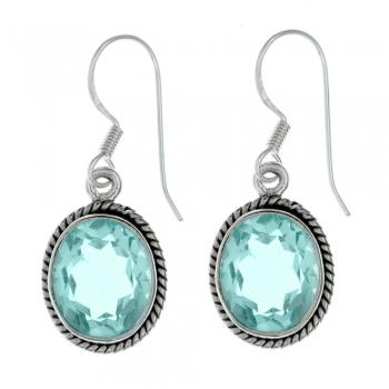 Pendientes óvalo de aguamarina