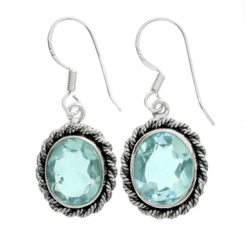 Pendientes óvalo de aguamarina