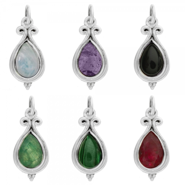 Colgante étnico gota piedra natural