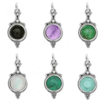 Colgante étnico redondo piedra natural