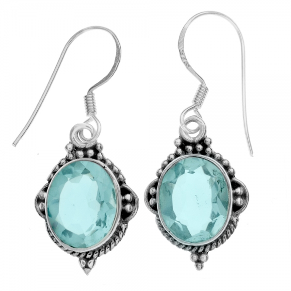 Pendientes étnicos aguamarina