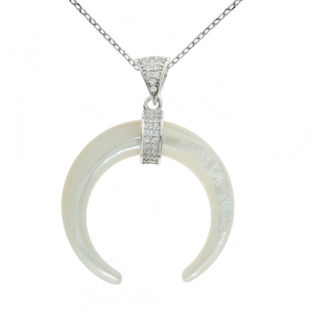 Collar luna invertida nácar & circonitas