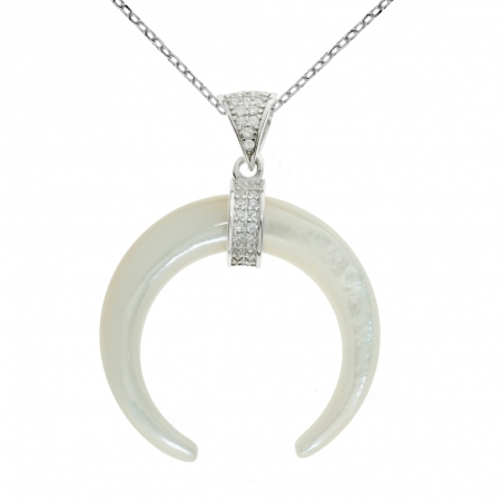 Collar luna invertida nácar & circonitas