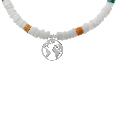 Tobillera colgante mundo Plata de Ley