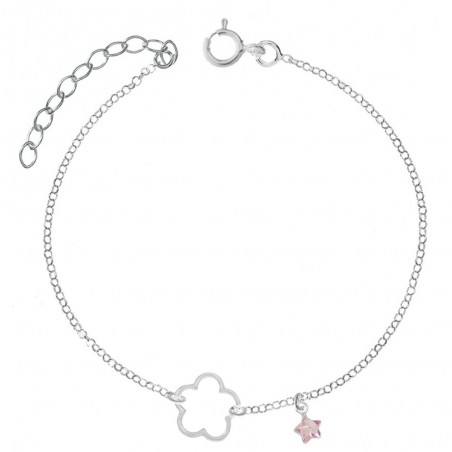 Tobillera flor minimalista Plata de Ley