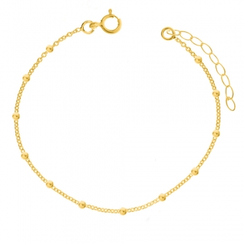 Tobillera dorada bolitas Plata de Ley