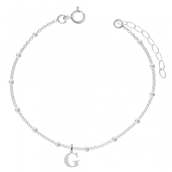 Tobillera con letra inicial Plata de Ley