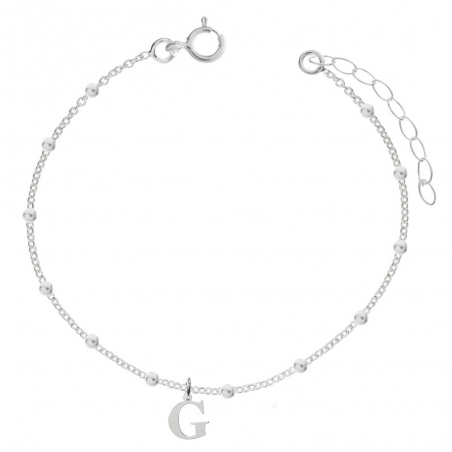 Tobillera con letra inicial Plata de Ley