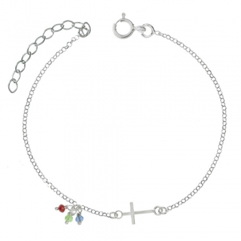 Tobillera ajustable cruz Plata de Ley
