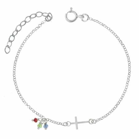 Tobillera ajustable cruz Plata de Ley