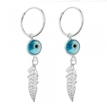 Aros ojo turco & pluma