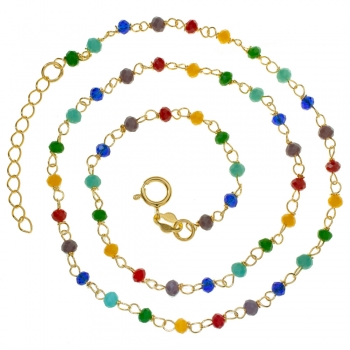 Collar dorado con cristales de colores