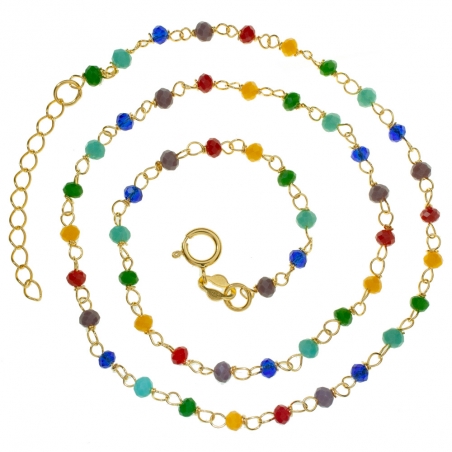 Collar dorado con cristales de colores
