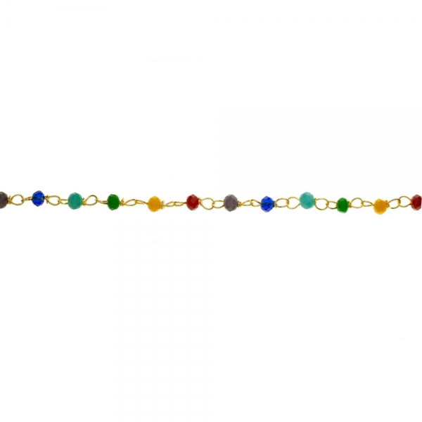 Collar dorado con cristales de colores