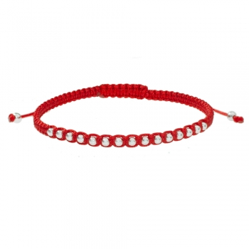 Pulsera macramé rojo bolitas