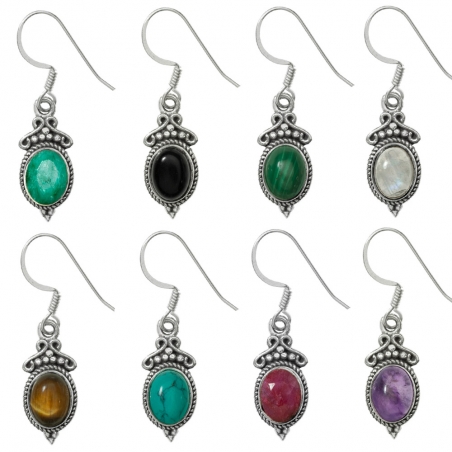 Pendientes étnicos piedra oval