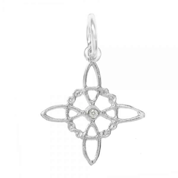 Collar nudo de bruja XS con cristal blanco