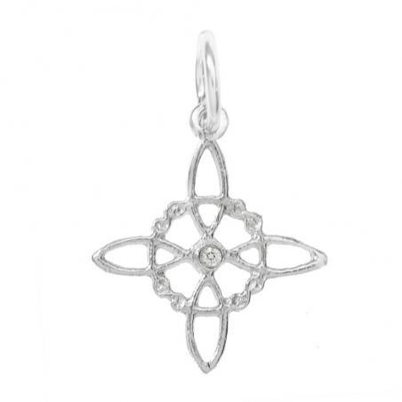 Collar nudo de bruja XS con cristal blanco