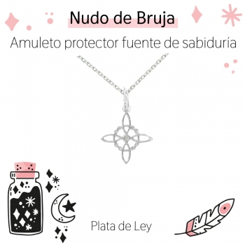 Collar nudo de bruja XS con cristal blanco