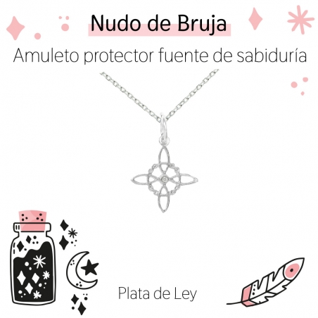 Collar nudo de bruja XS con cristal blanco