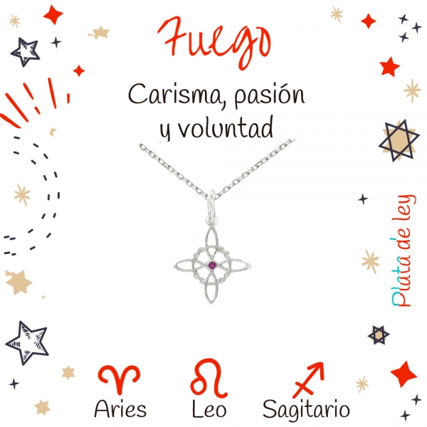 Collar nudo de bruja XS signos fuego