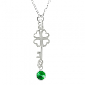 Amuleto Trébol de la Suerte & Cristal verde