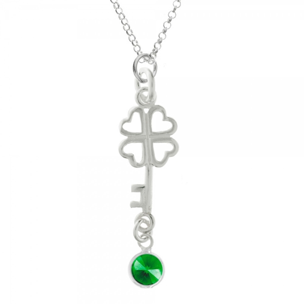 Amuleto Trébol de la Suerte & Cristal verde