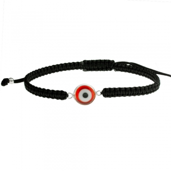 Pulsera macramé con ojo turco rojo