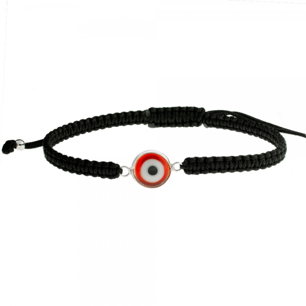 Pulsera macramé con ojo turco rojo
