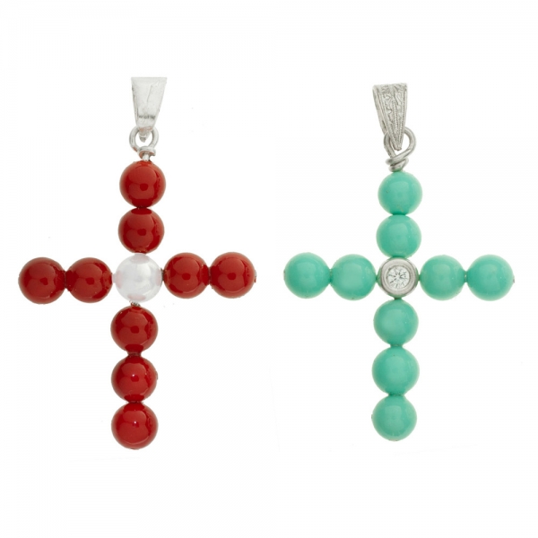 Cruz piedra natural Plata de Ley